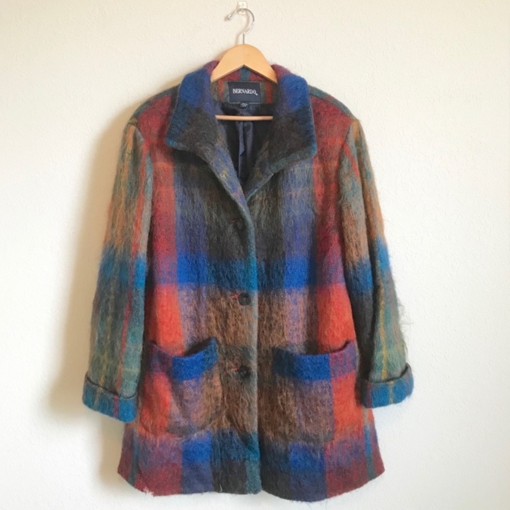 Bernardo | Plaid wool mohair statement coat